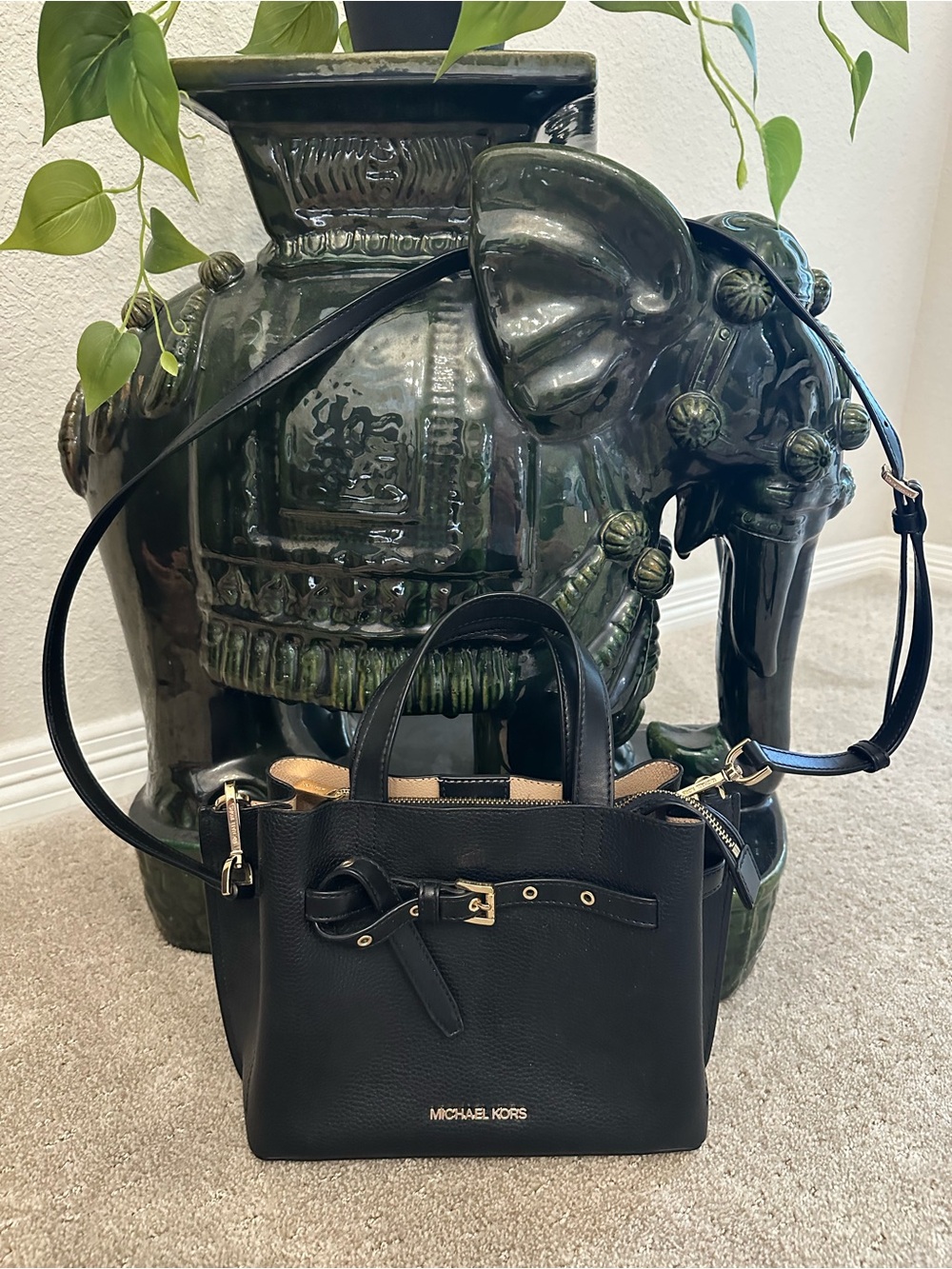 Michael Kors Black Pebbled Leather Cross Body Bag